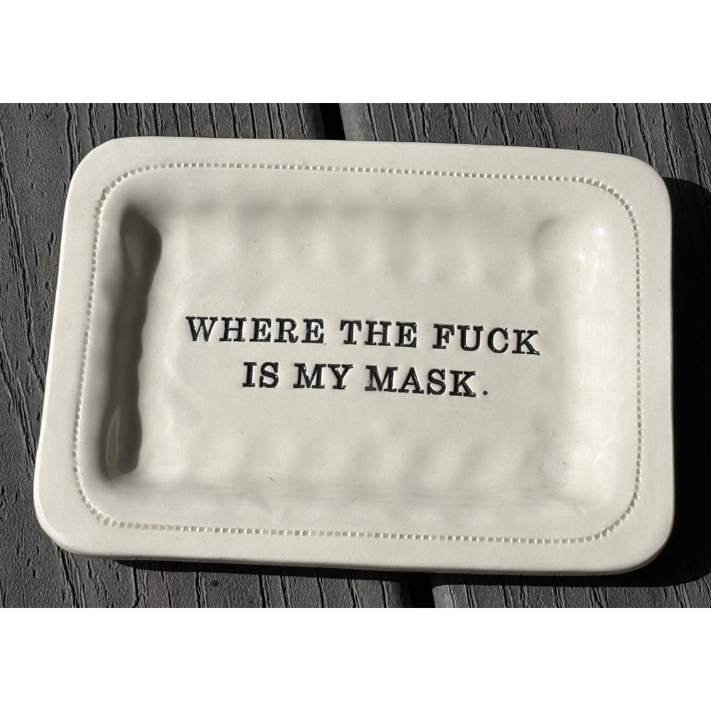 Where‎ Is My Mask Trinket Dish Fu€^ Rectangle Ceramic